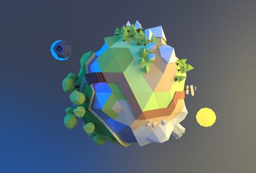 Low poly tiny planet preview image